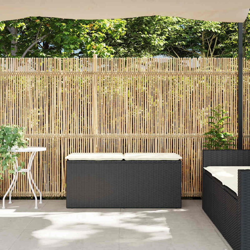 vidaXL Garden Bench with Cushion Black 110x40x44 cm Poly Rattan