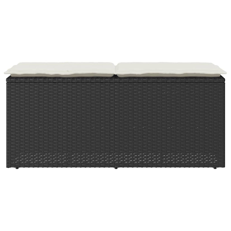 vidaXL Garden Bench with Cushion Black 110x40x44 cm Poly Rattan