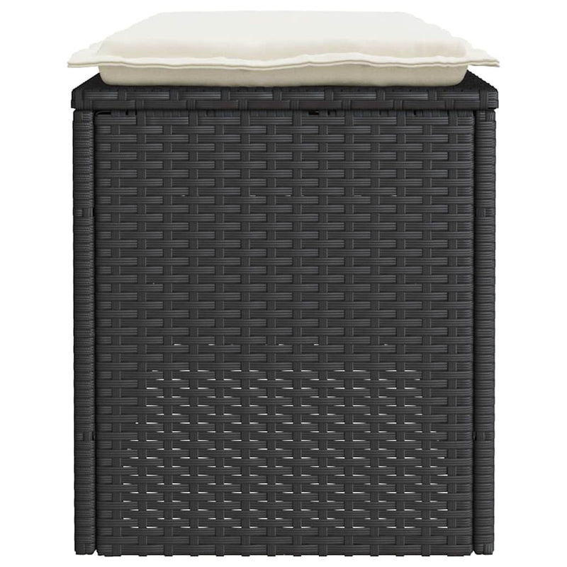 vidaXL Garden Bench with Cushion Black 110x40x44 cm Poly Rattan