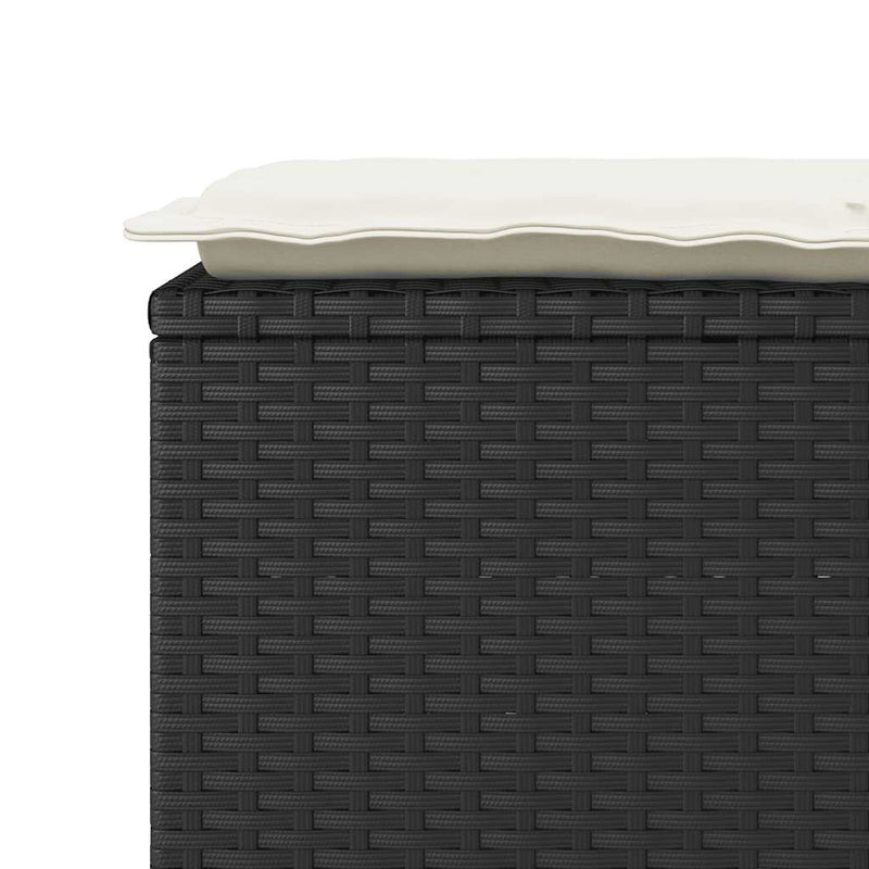 vidaXL Garden Bench with Cushion Black 110x40x44 cm Poly Rattan
