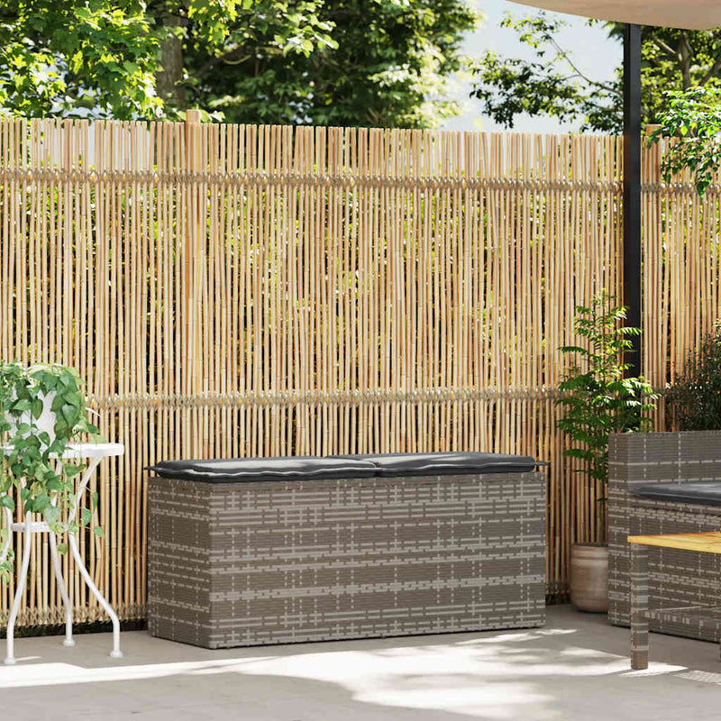 vidaXL Garden Bench with Cushion Grey 110x40x44 cm Poly Rattan