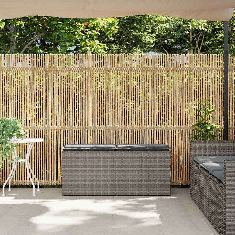 vidaXL Garden Bench with Cushion Grey 110x40x44 cm Poly Rattan