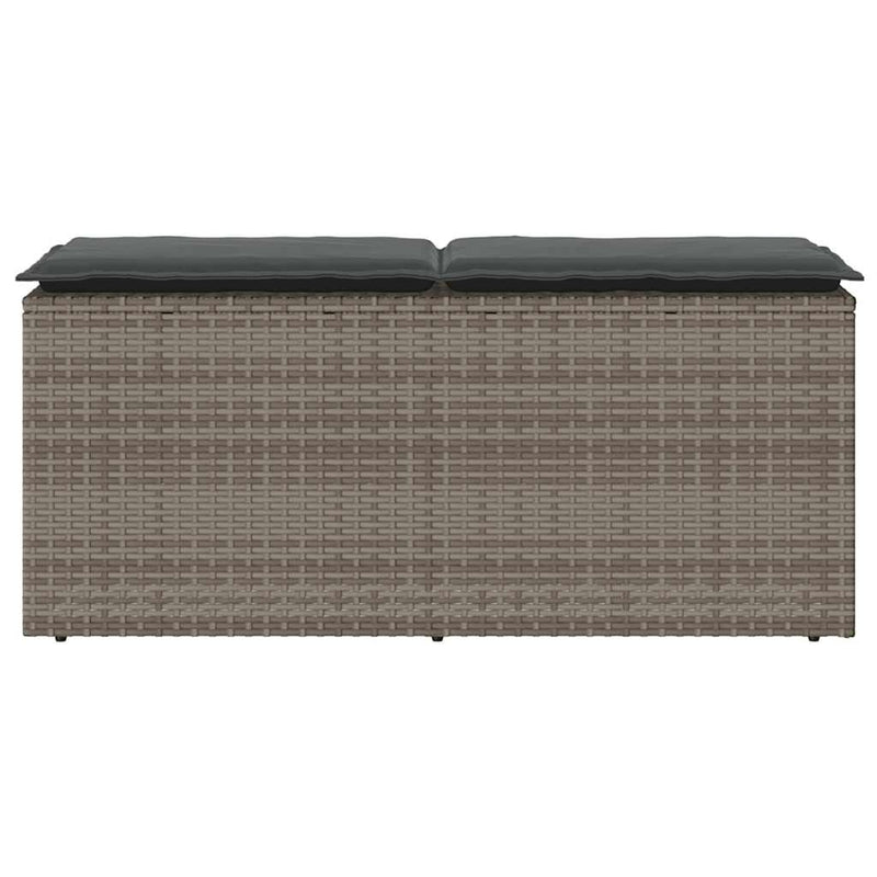 vidaXL Garden Bench with Cushion Grey 110x40x44 cm Poly Rattan