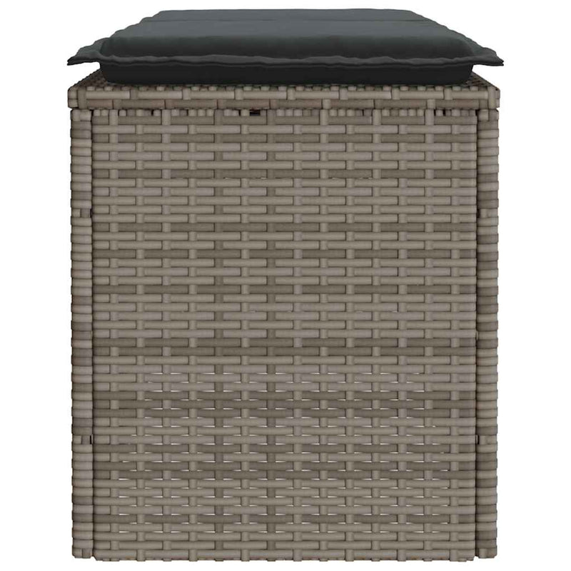 vidaXL Garden Bench with Cushion Grey 110x40x44 cm Poly Rattan