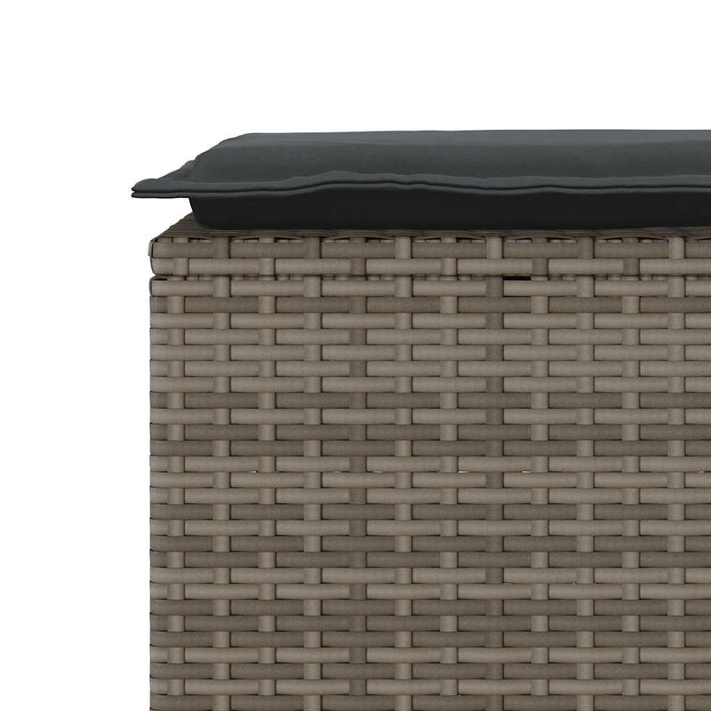 vidaXL Garden Bench with Cushion Grey 110x40x44 cm Poly Rattan