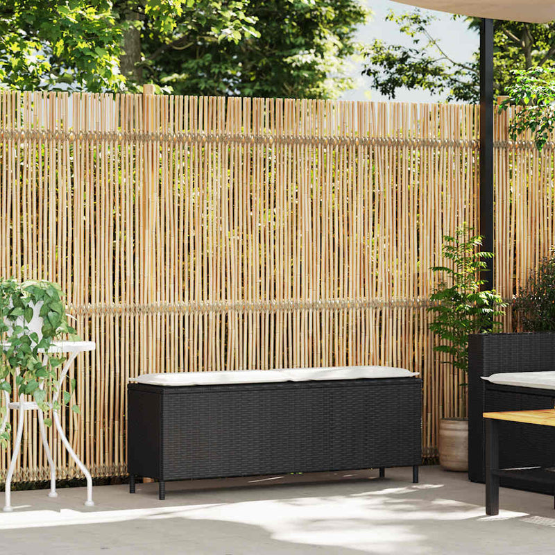 vidaXL Garden Bench with Cushion Black 110x30x40.5 cm Poly Rattan