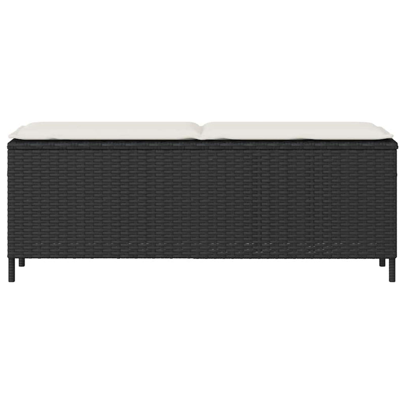 vidaXL Garden Bench with Cushion Black 110x30x40.5 cm Poly Rattan