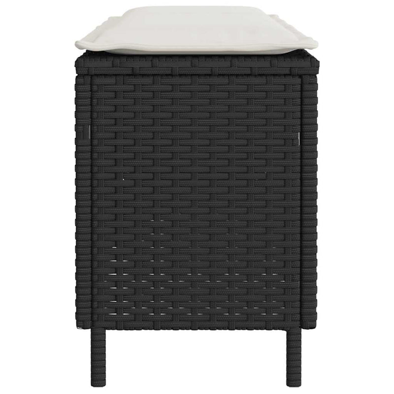 vidaXL Garden Bench with Cushion Black 110x30x40.5 cm Poly Rattan
