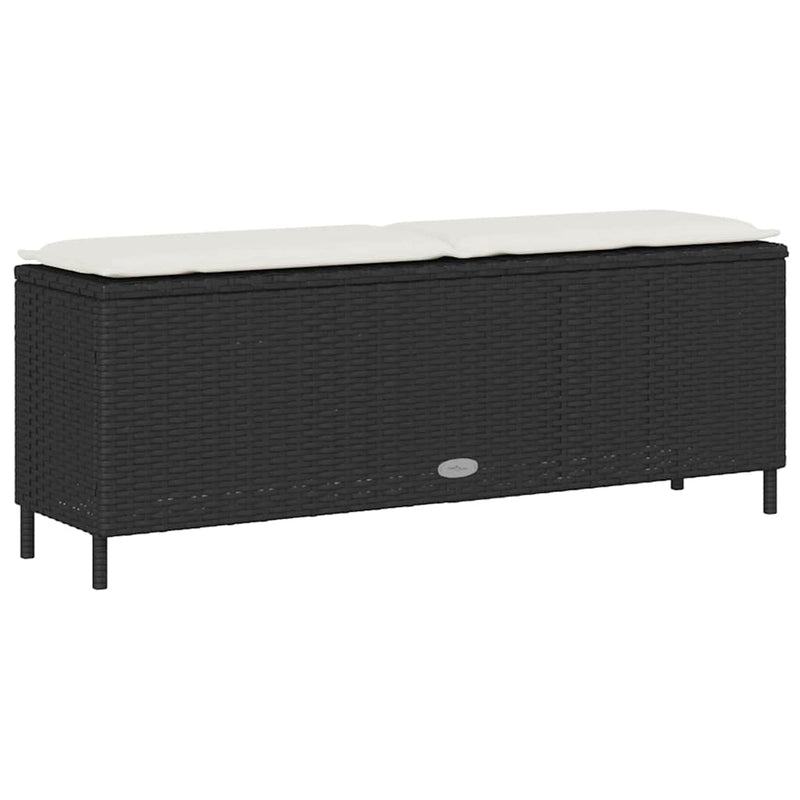 vidaXL Garden Bench with Cushion Black 110x30x40.5 cm Poly Rattan