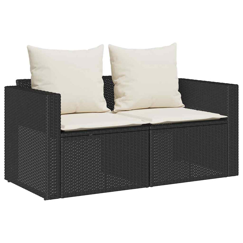 vidaXL 5 Piece Garden Sofa Set with Cushions Stackable Black Poly Rattan