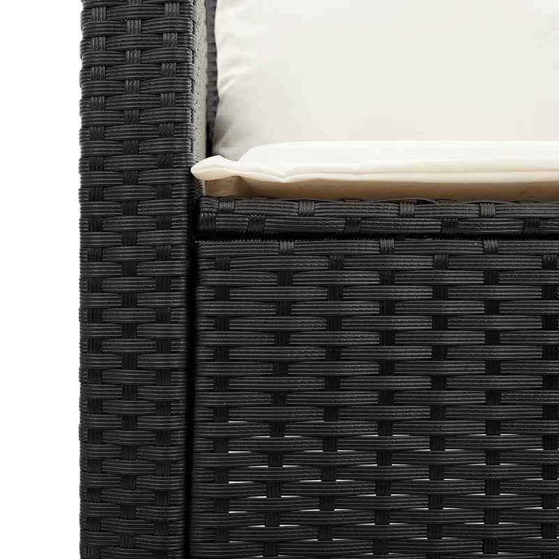 vidaXL 5 Piece Garden Sofa Set with Cushions Stackable Black Poly Rattan
