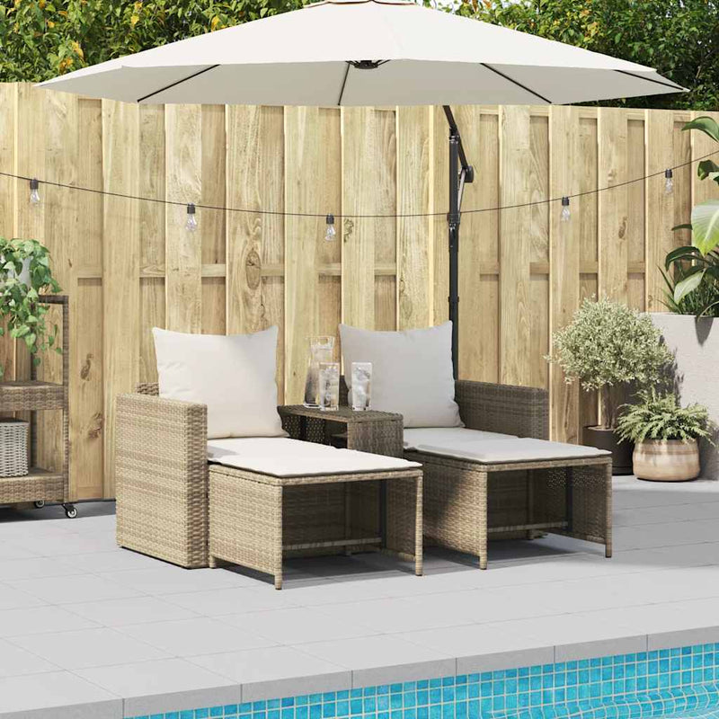 vidaXL 5 Piece Garden Sofa Set with Cushions Stackable Beige Poly Rattan