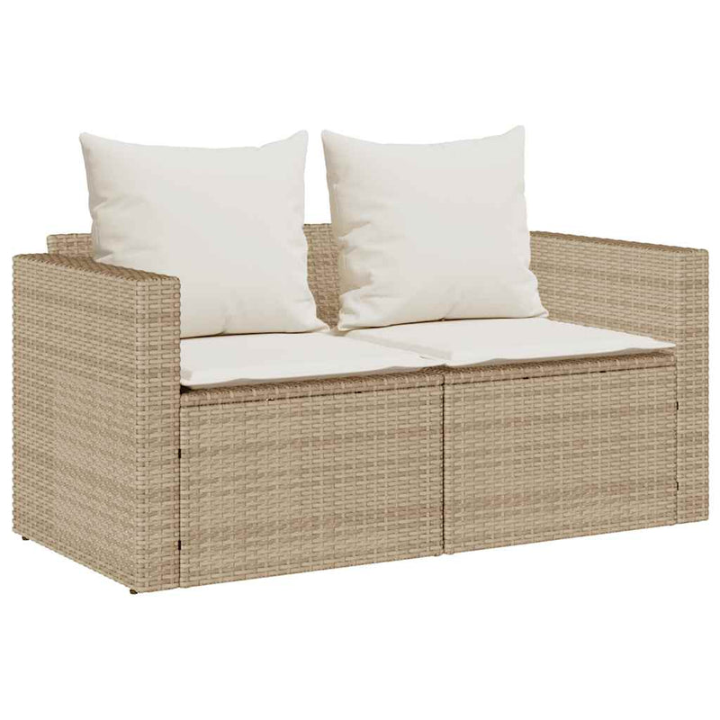 vidaXL 5 Piece Garden Sofa Set with Cushions Stackable Beige Poly Rattan