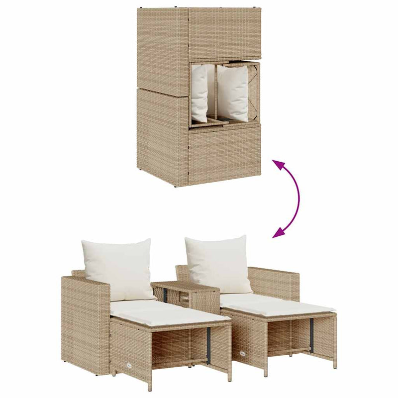 vidaXL 5 Piece Garden Sofa Set with Cushions Stackable Beige Poly Rattan