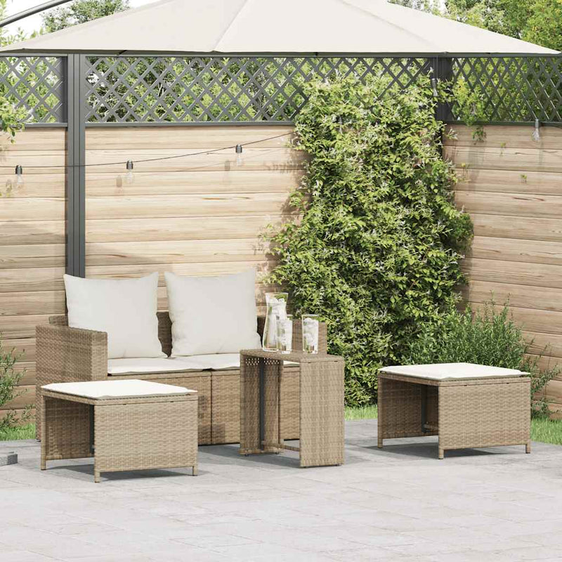 vidaXL 5 Piece Garden Sofa Set with Cushions Stackable Beige Poly Rattan