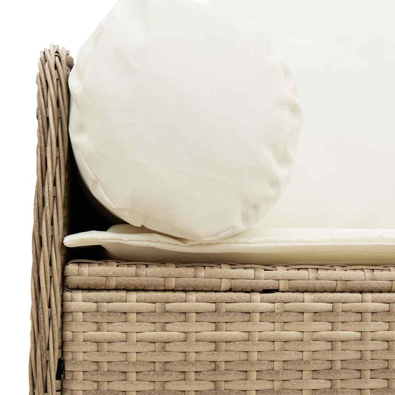 vidaXL Garden Sofa with Cushions 3-Seater Beige Poly Rattan