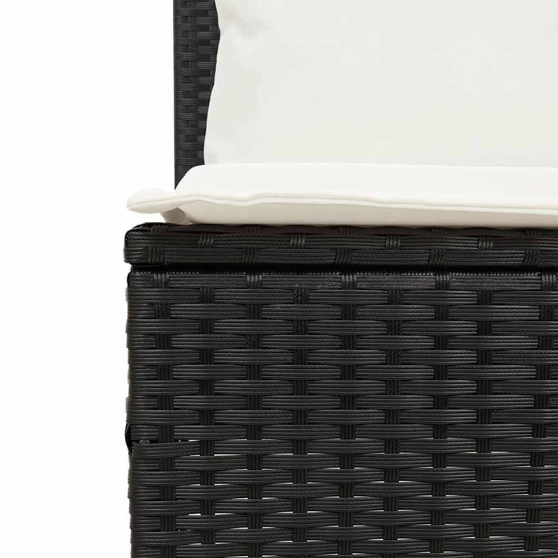 vidaXL 3 Piece Garden Dining Set with Cushions Black Poly Rattan