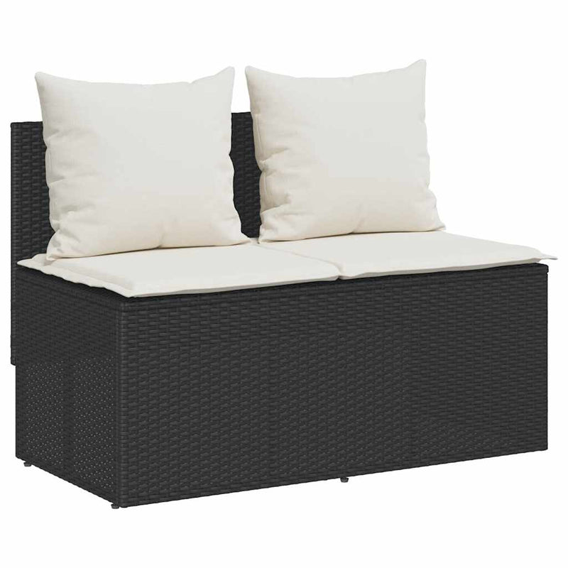 vidaXL 3 Piece Garden Dining Set with Cushions Black Poly Rattan