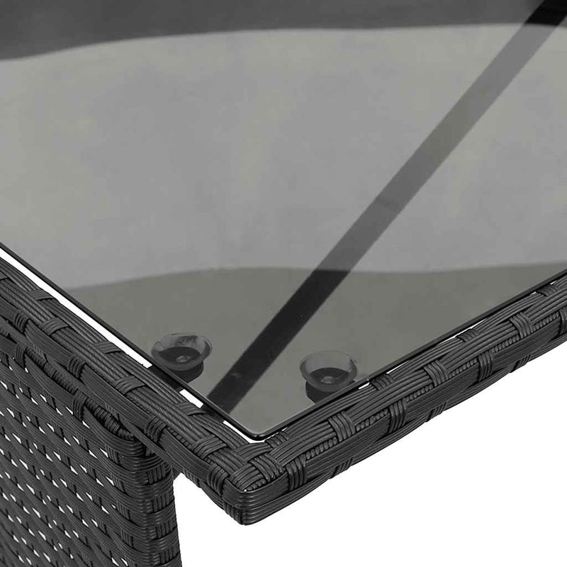 vidaXL 3 Piece Garden Dining Set with Cushions Black Poly Rattan