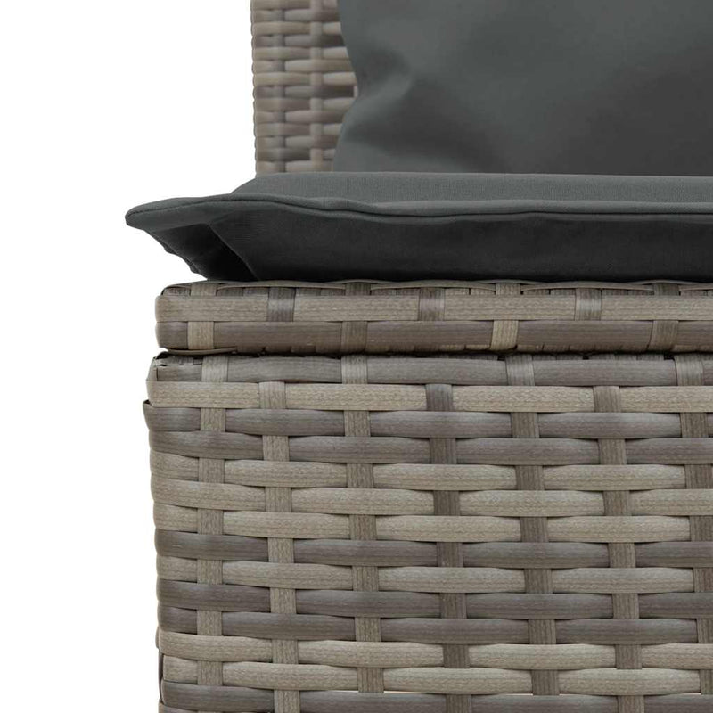vidaXL 3 Piece Garden Dining Set with Cushions Grey Poly Rattan
