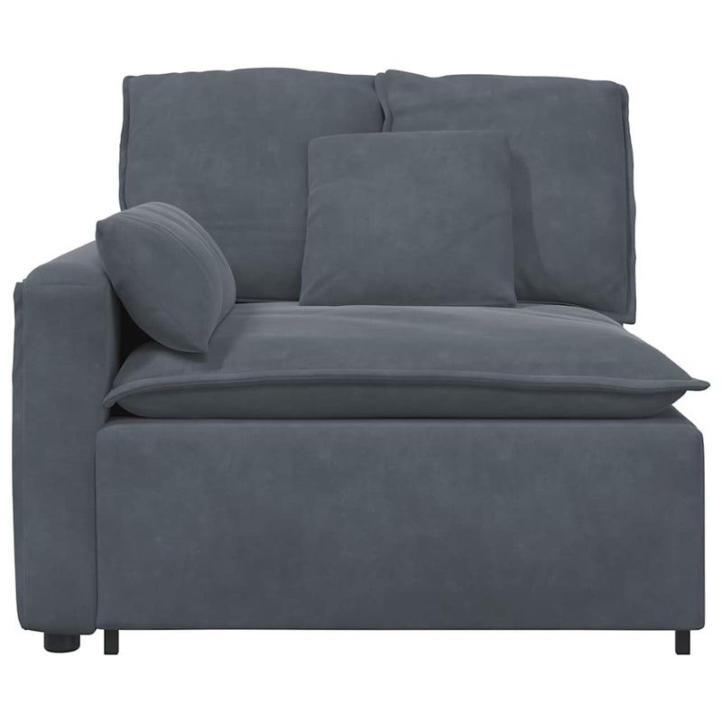 Modular Sofa Armrest End Module with Cushions Dark Grey 100 cm