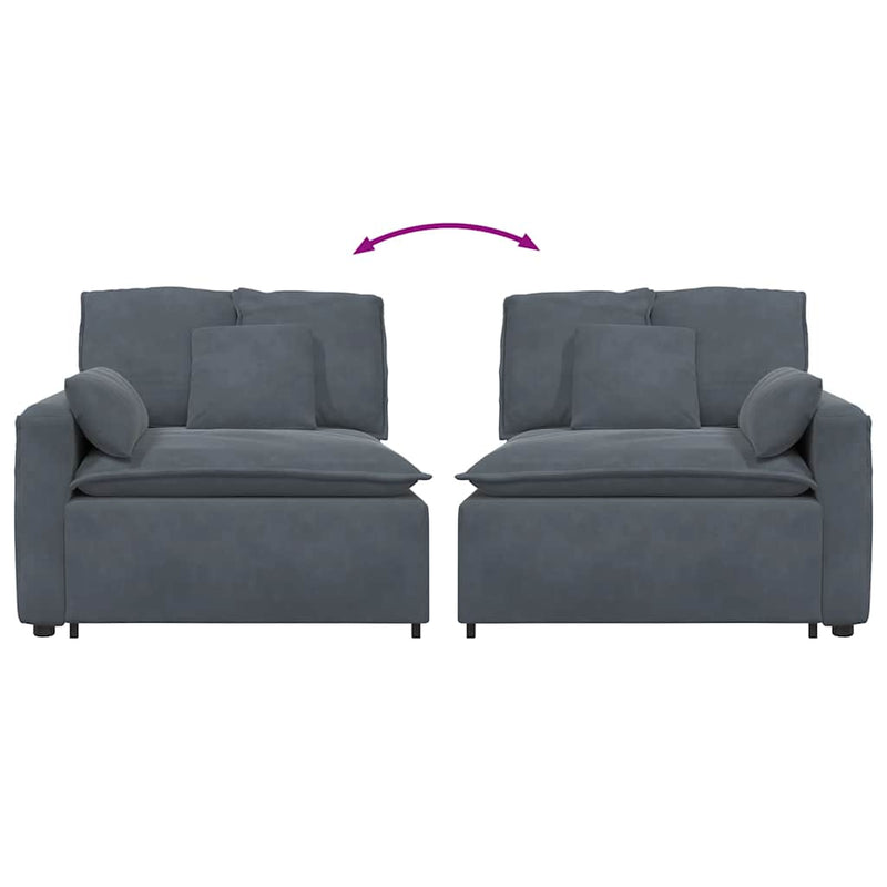 vidaXL Modular Sofa Armrest End Module with Cushions Dark Grey 100 cm