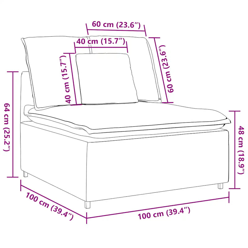 Modular Sofa Centre Module with Cushions Dark Grey 100 cm