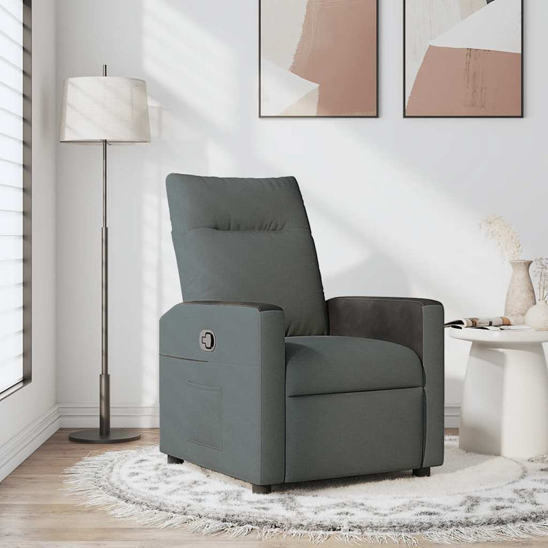 vidaXL Recliner Chair Dark Grey Fabric
