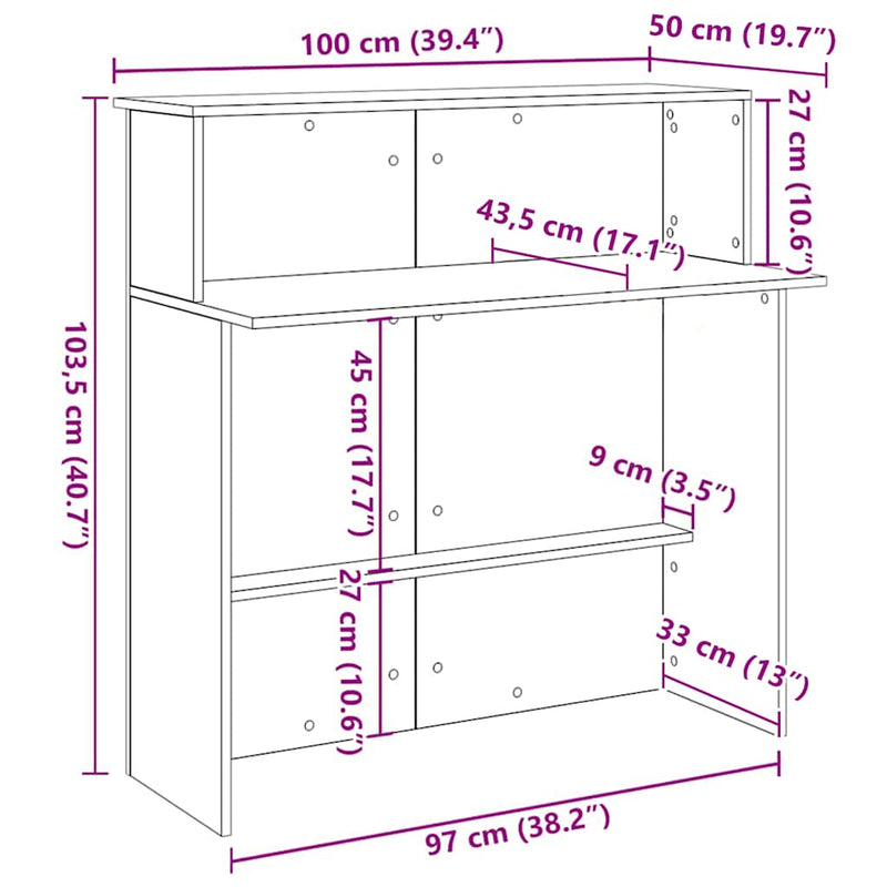 vidaXL Reception Desk White 100x50x103.5 cm Engineered Wood