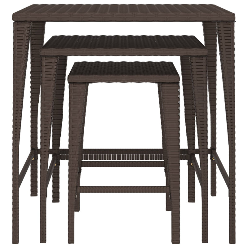vidaXL Garden Nesting Tables 3 pcs Brown Poly Rattan