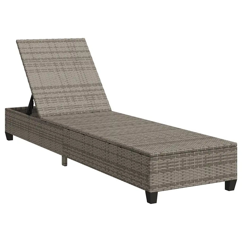Sun Lounger with Cushions Grey 55x200x25.5cm Poly Rattan