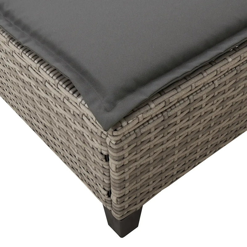 Sun Lounger with Cushions Grey 55x200x25.5cm Poly Rattan