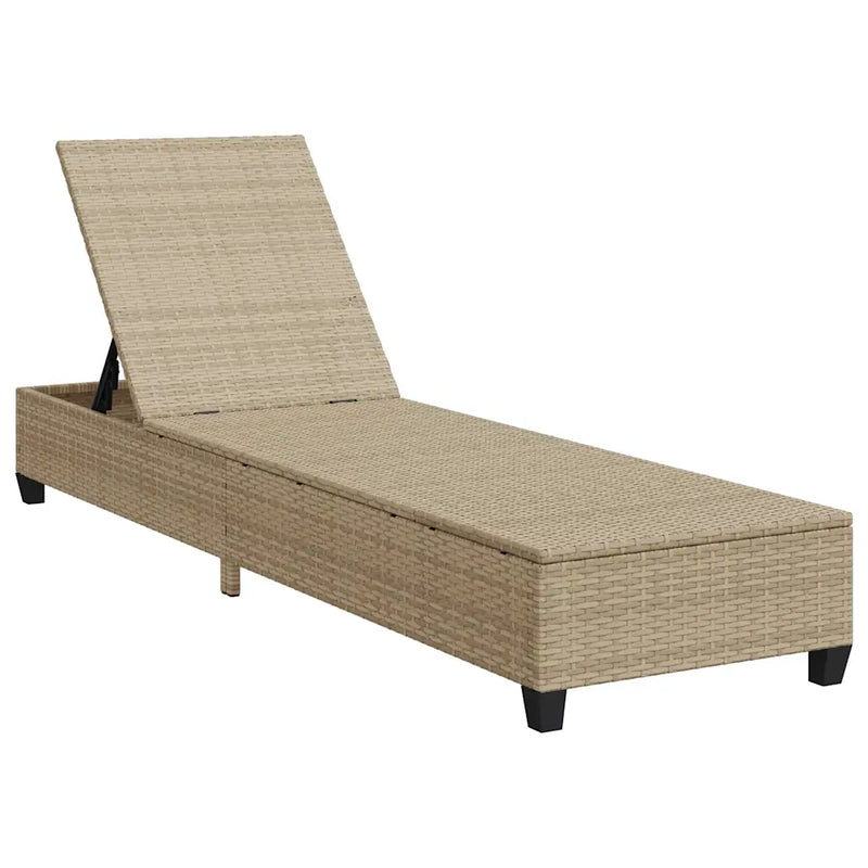 Sun Lounger with Cushions Beige 55x200x25.5cm Poly Rattan