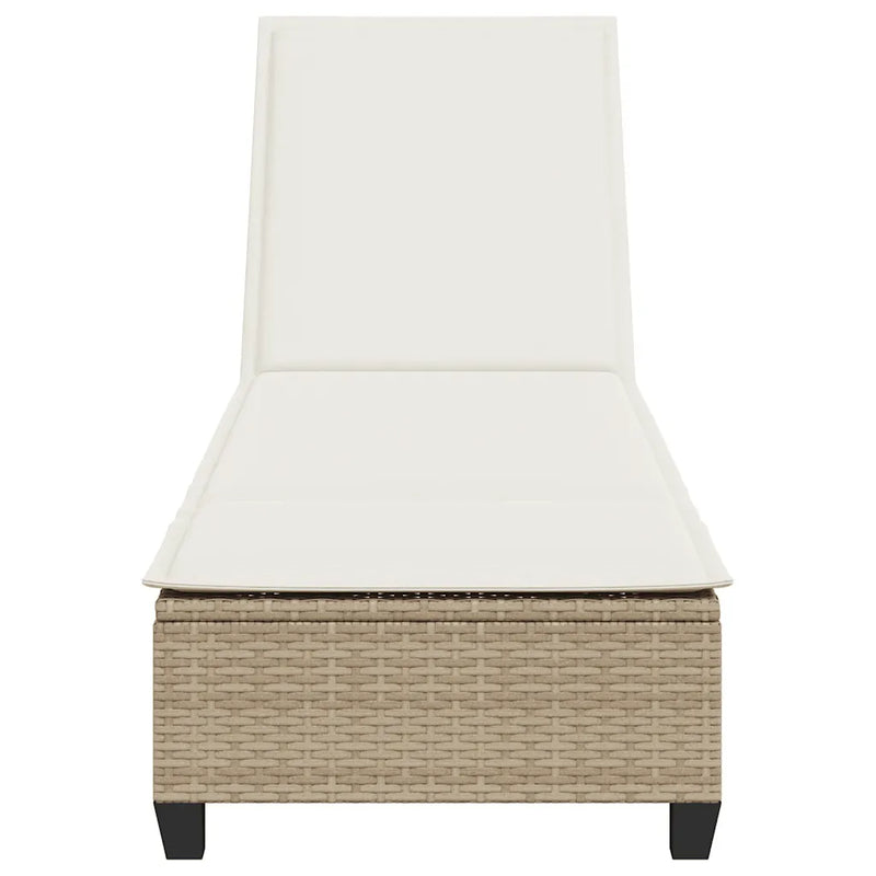 Sun Lounger with Cushions Beige 55x200x25.5cm Poly Rattan