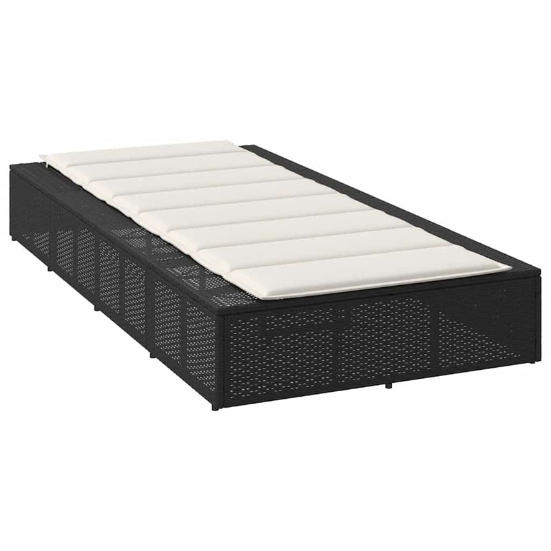 vidaXL Sunbed with Floating Cushion Black Poly Rattan