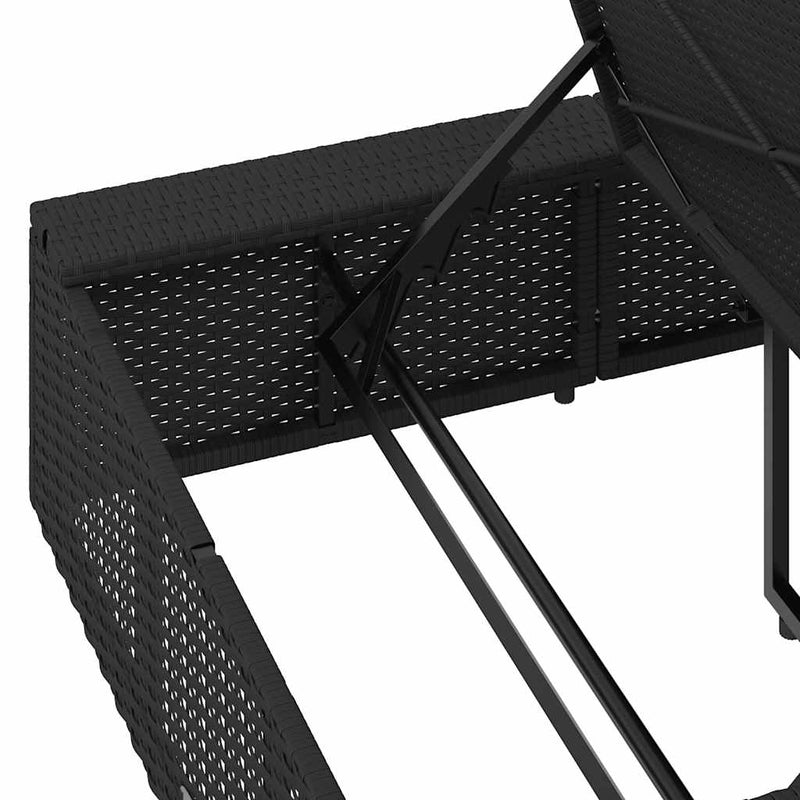 vidaXL Sunbed with Floating Cushion Black Poly Rattan