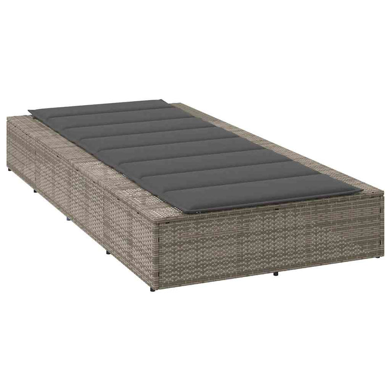 vidaXL Sunbed with Floating Cushion Grey Poly Rattan