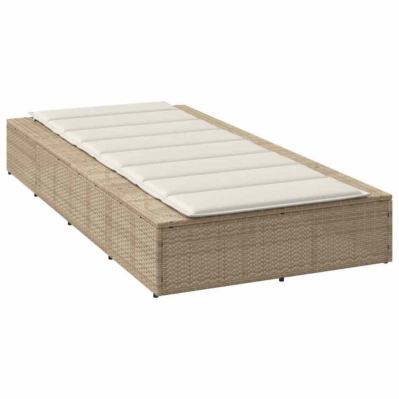 vidaXL Sunbed with Floating Cushion Beige Poly Rattan
