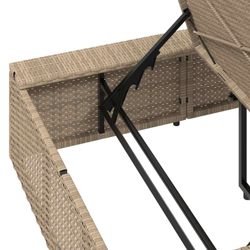 vidaXL Sunbed with Floating Cushion Beige Poly Rattan