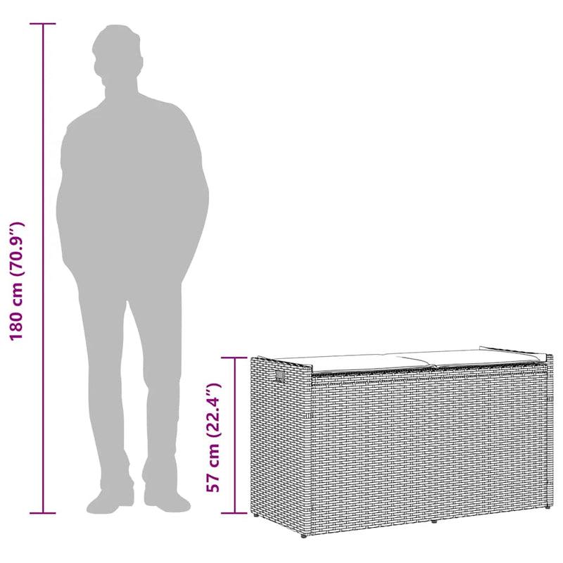 vidaXL Outdoor Storage Bench with Cushion Black 100 cm Poly Rattan