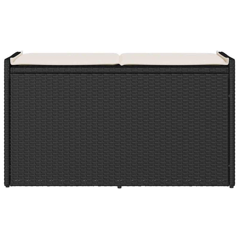 vidaXL Outdoor Storage Bench with Cushion Black 100 cm Poly Rattan