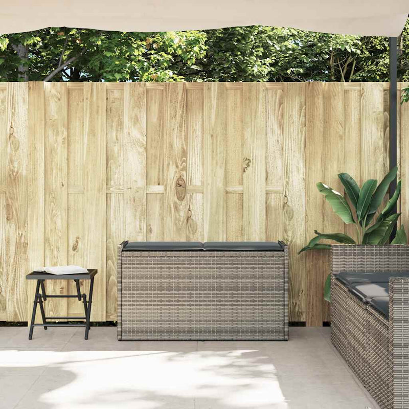 vidaXL Outdoor Storage Bench with Cushion Grey 100 cm Poly Rattan