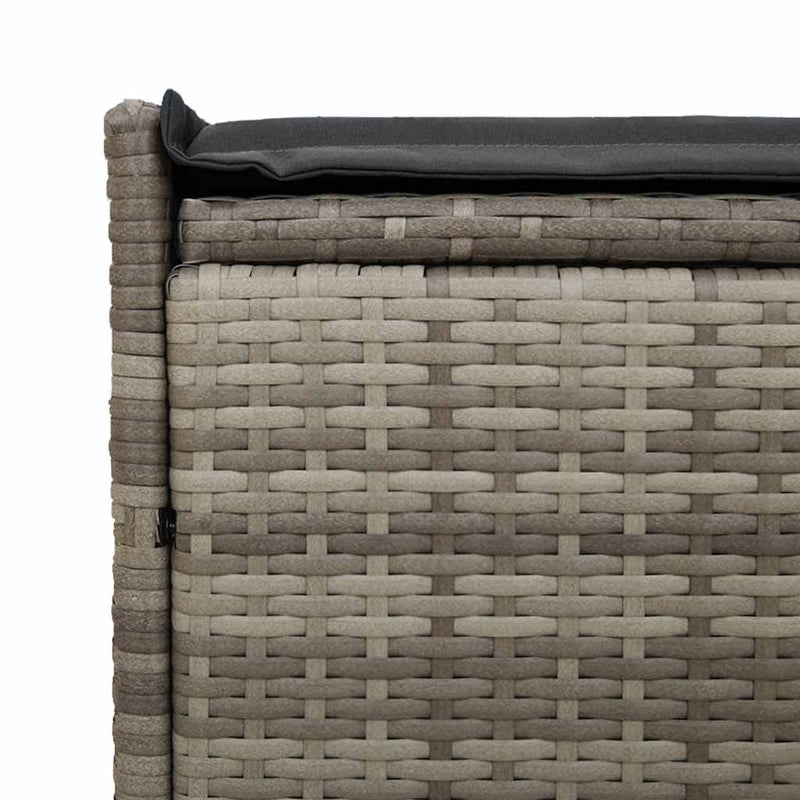 vidaXL Outdoor Storage Bench with Cushion Grey 100 cm Poly Rattan