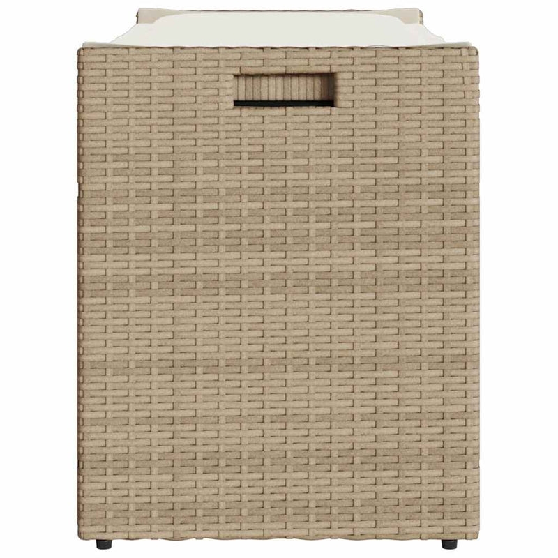 vidaXL Outdoor Storage Bench with Cushion Beige 100 cm Poly Rattan