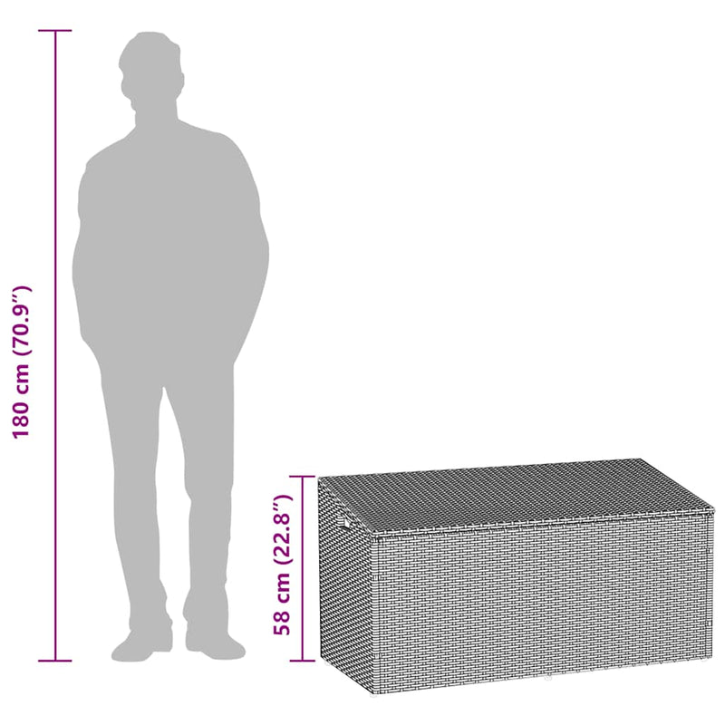 vidaXL Garden Storage Box Black 110x50x58 cm Poly Rattan