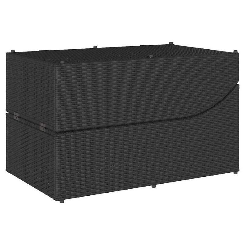 vidaXL Folding Sun Lounger with Cushion and Storage Black Poly Rattan