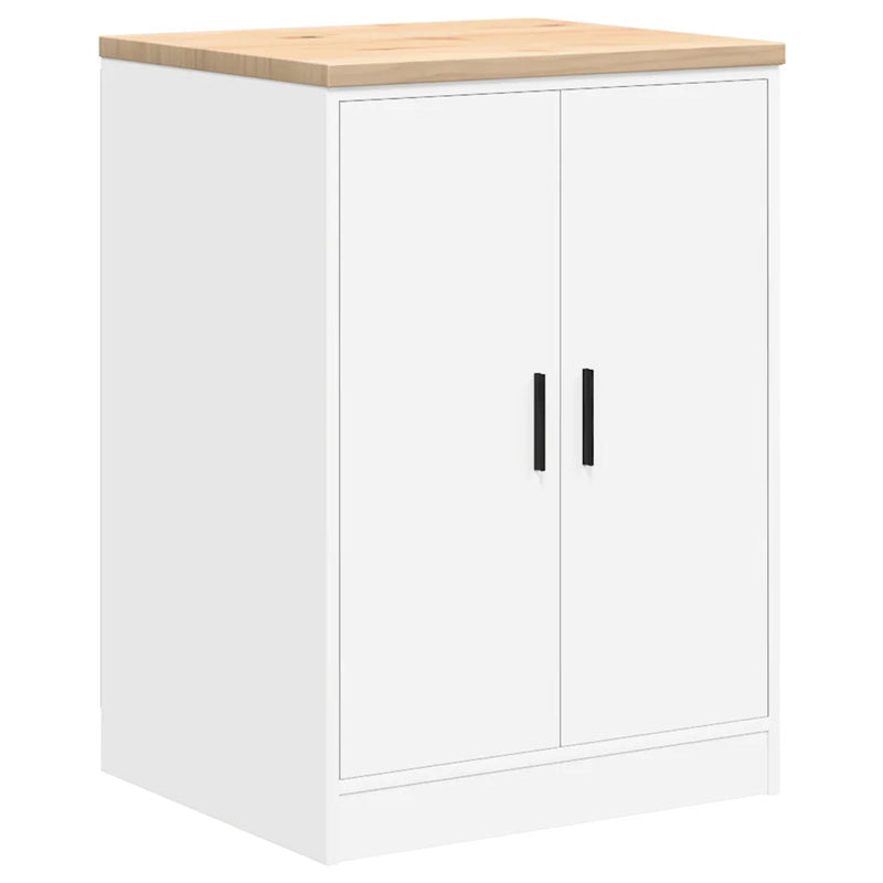 Garage Storage Cabinet White 60x51x85 cm Solid Wood Pine