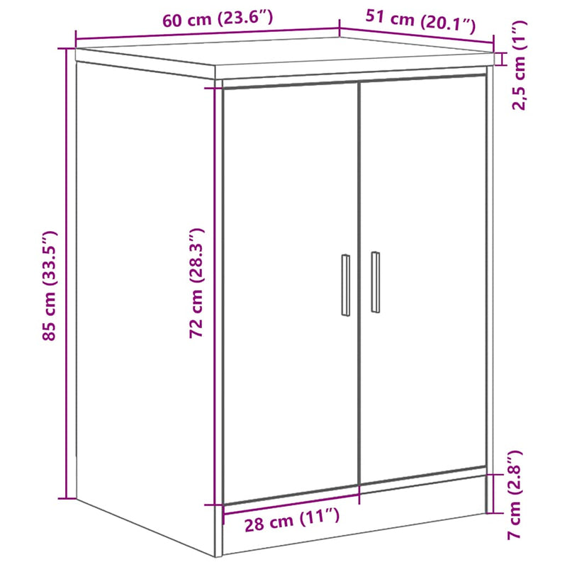Garage Storage Cabinet White 60x51x85 cm Solid Wood Pine