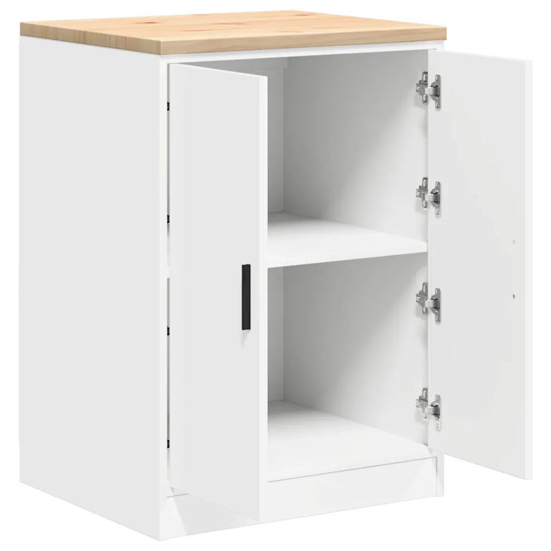 Garage Storage Cabinet White 60x51x85 cm Solid Wood Pine