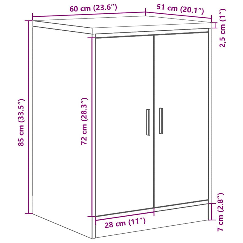 Garage Storage Cabinet Sonoma Oak 60x51x85 cm Solid Wood Pine